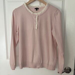 Talbots Ballet Pink Long Sleeve Knit Top with Ruffle Trim Sz Large